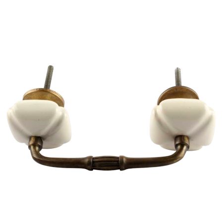 Solid Cream Square Ceramic Bridge Handle